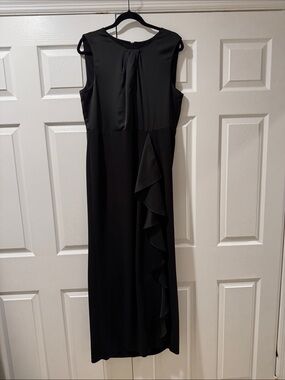 DKNY Black Sleeveless Maxi Dress with Side Ruffle
